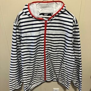Land’s End Striped Hooded Rain Jacket Men’s Large